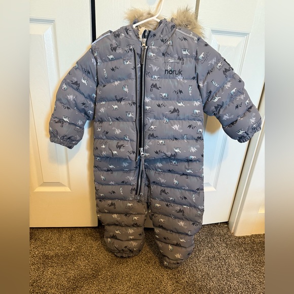 Nano Nurok Polar Bear Patterned Gray Kids One Piece Snow Suit
